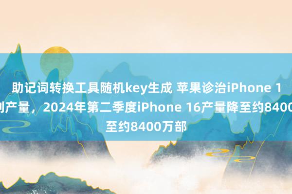 助记词转换工具随机key生成 苹果诊治iPhone 16系列产量，2024年第二季度iPhone 16产量降至约8400万部